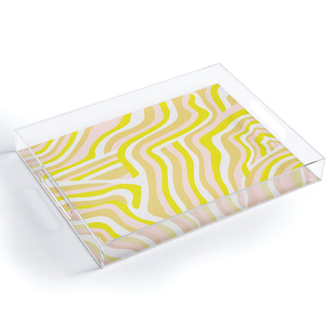 SunshineCanteen yellow zebra stripes Acrylic Tray