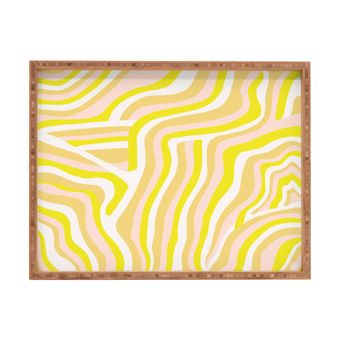 SunshineCanteen yellow zebra stripes Rectangular Tray
