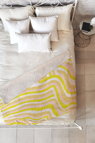 SunshineCanteen yellow zebra stripes Fleece Throw Blanket
