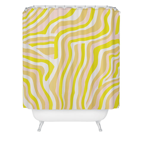 SunshineCanteen yellow zebra stripes Shower Curtain