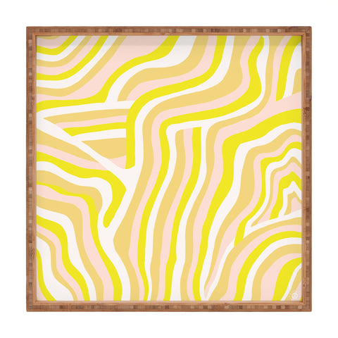 SunshineCanteen yellow zebra stripes Square Tray