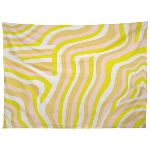 SunshineCanteen yellow zebra stripes Tapestry