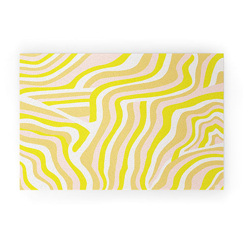 SunshineCanteen yellow zebra stripes Welcome Mat