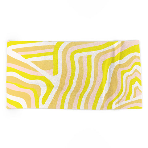 SunshineCanteen yellow zebra stripes Beach Towel