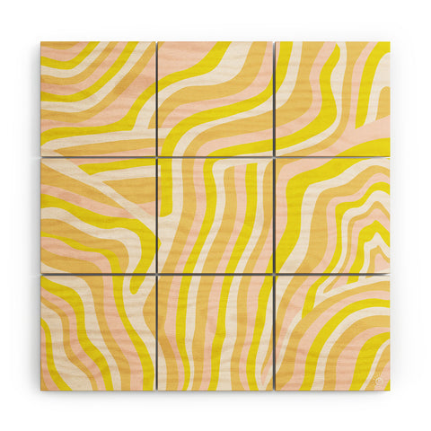 SunshineCanteen yellow zebra stripes Wood Wall Mural