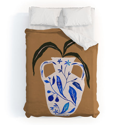 Superblooming Dynasty Vase with Citrus Blossoms Duvet Cover