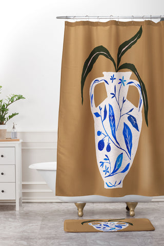 Superblooming Dynasty Vase with Citrus Blossoms Shower Curtain And Mat