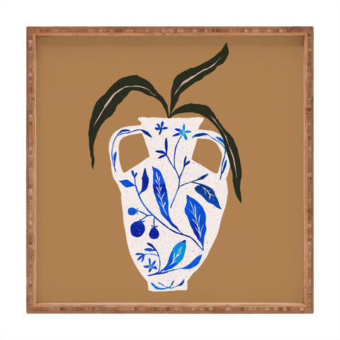 Superblooming Dynasty Vase with Citrus Blossoms Square Tray