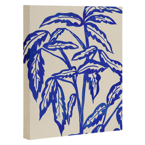 Superblooming Minimal Blue Plant Art Canvas