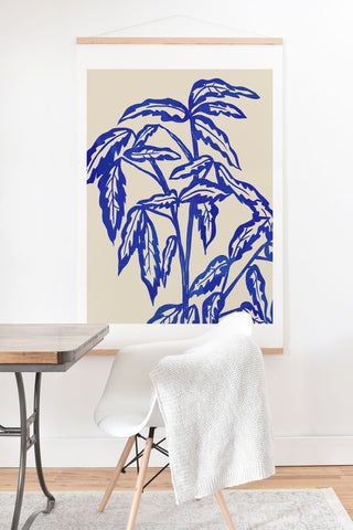 Superblooming Minimal Blue Plant Art Print And Hanger