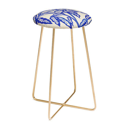 Superblooming Minimal Blue Plant Counter Stool