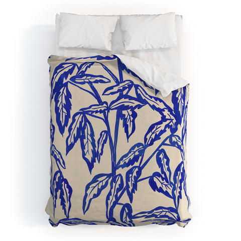Superblooming Minimal Blue Plant Duvet Cover
