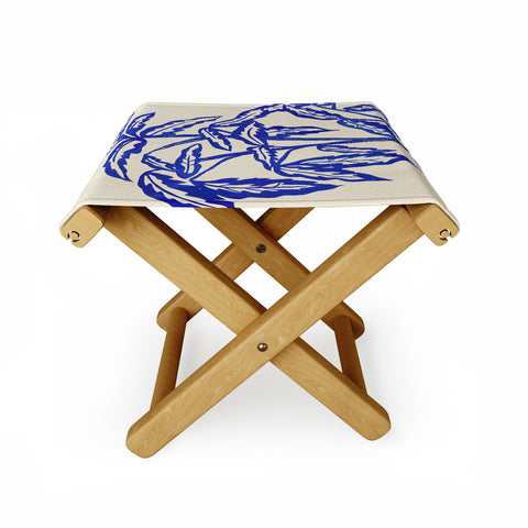 Superblooming Minimal Blue Plant Folding Stool