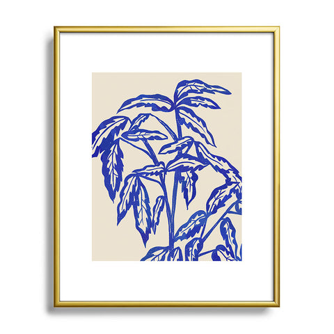 Superblooming Minimal Blue Plant Metal Framed Art Print
