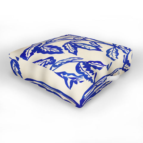 Superblooming Minimal Blue Plant Outdoor Floor Cushion