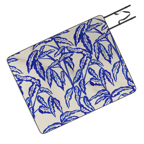 Superblooming Minimal Blue Plant Picnic Blanket
