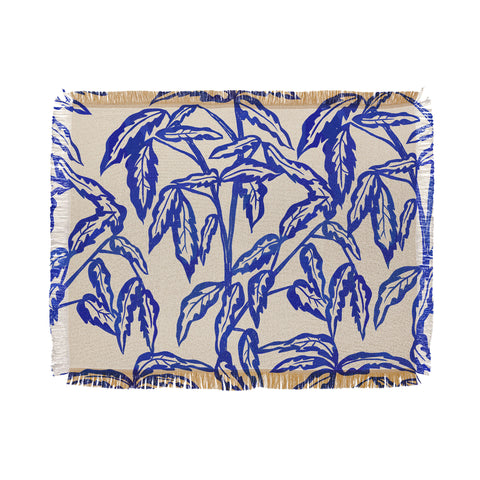 Superblooming Minimal Blue Plant Throw Blanket