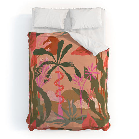 Superblooming Pink Jungle Duvet Cover