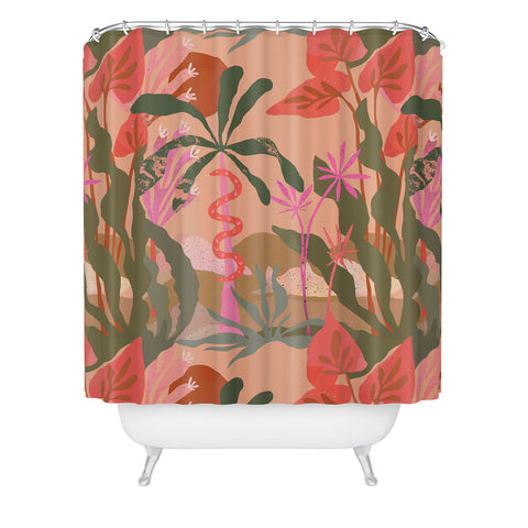 Superblooming Pink Jungle Shower Curtain