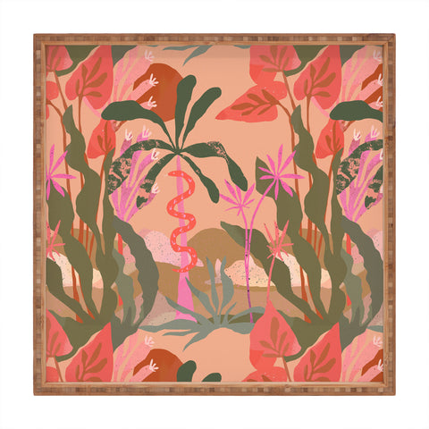 Superblooming Pink Jungle Square Tray