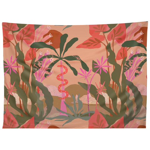 Superblooming Pink Jungle Tapestry