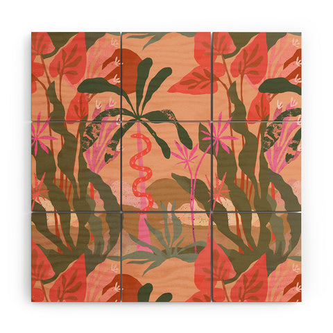 Superblooming Pink Jungle Wood Wall Mural
