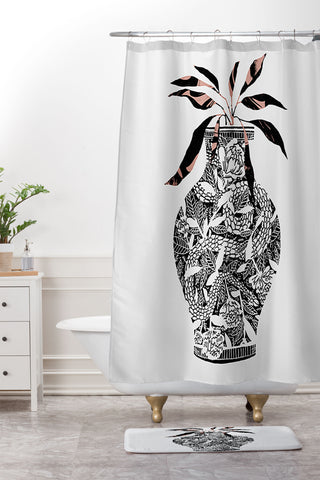 Superblooming Snake Vase Shower Curtain And Mat