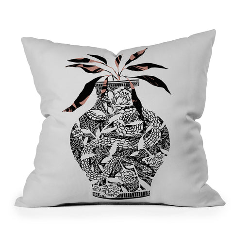 Superblooming Snake Vase Throw Pillow