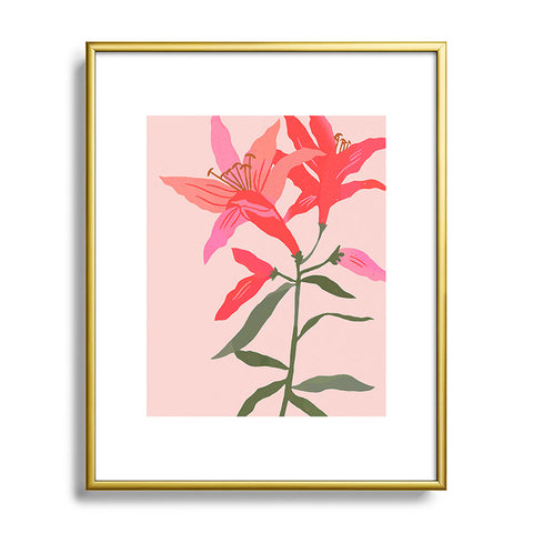 Superblooming Tropical Pink Lilies Metal Framed Art Print