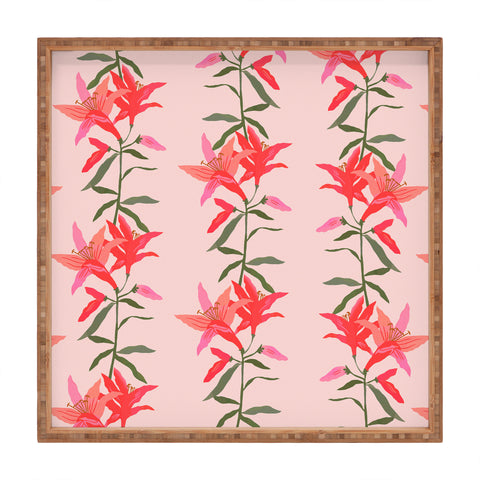 Superblooming Tropical Pink Lilies Square Tray