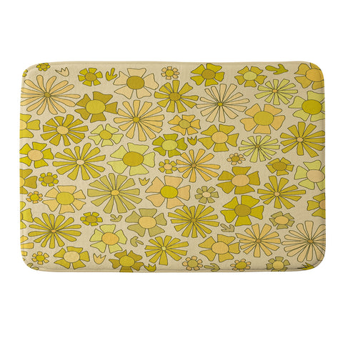 surfy birdy flower power retro flower pattern Memory Foam Bath Mat