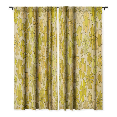 surfy birdy flower power retro flower pattern Blackout Non Repeat