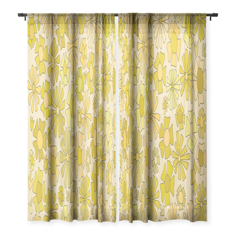 surfy birdy flower power retro flower pattern Sheer Non Repeat