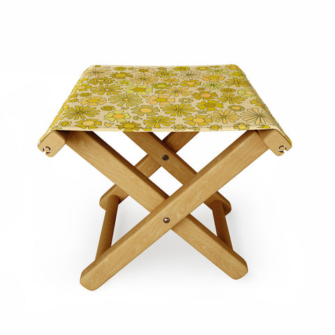 surfy birdy flower power retro flower pattern Folding Stool