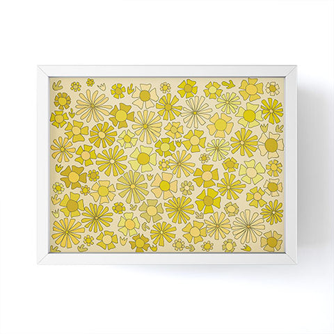 surfy birdy flower power retro flower pattern Framed Mini Art Print