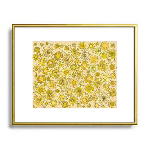 surfy birdy flower power retro flower pattern Metal Framed Art Print