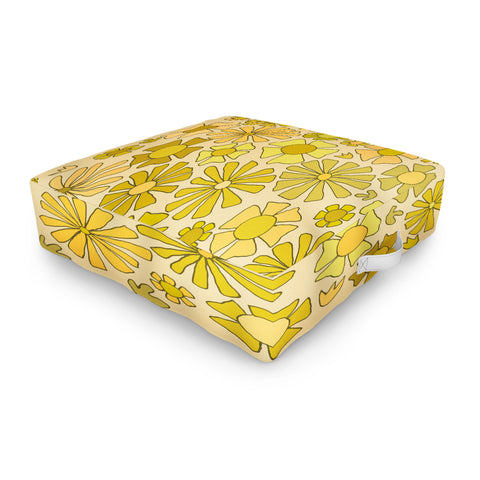 surfy birdy flower power retro flower pattern Outdoor Floor Cushion