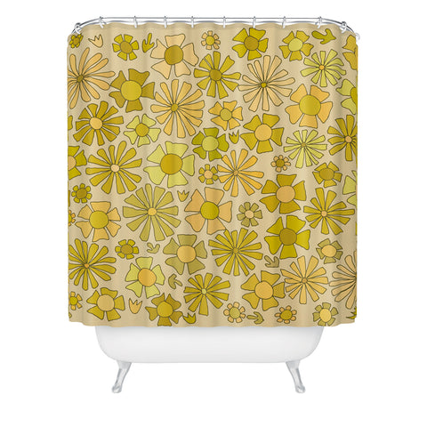 surfy birdy flower power retro flower pattern Shower Curtain