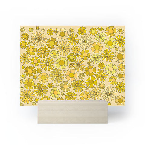 surfy birdy flower power retro flower pattern Mini Art Print