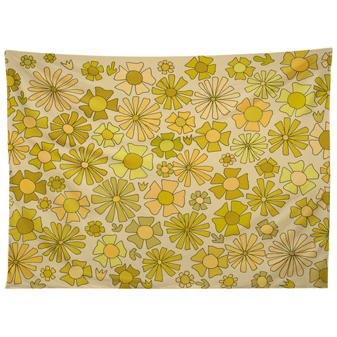 surfy birdy flower power retro flower pattern Tapestry