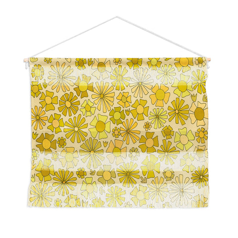 surfy birdy flower power retro flower pattern Wall Hanging Landscape