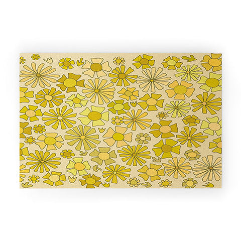 surfy birdy flower power retro flower pattern Welcome Mat