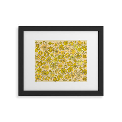 surfy birdy flower power retro flower pattern Framed Art Print