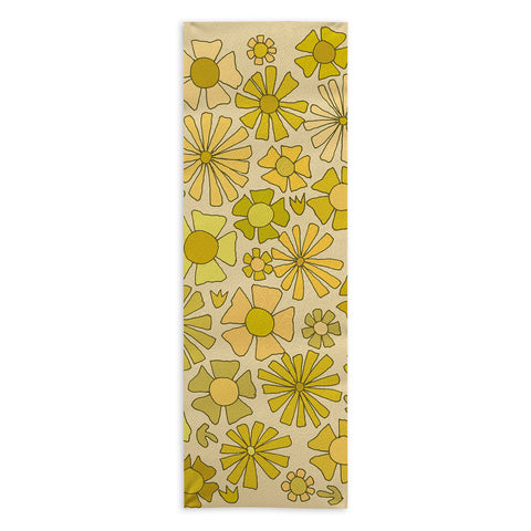 surfy birdy flower power retro flower pattern Yoga Towel