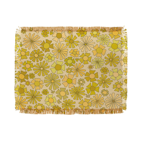 surfy birdy flower power retro flower pattern Throw Blanket