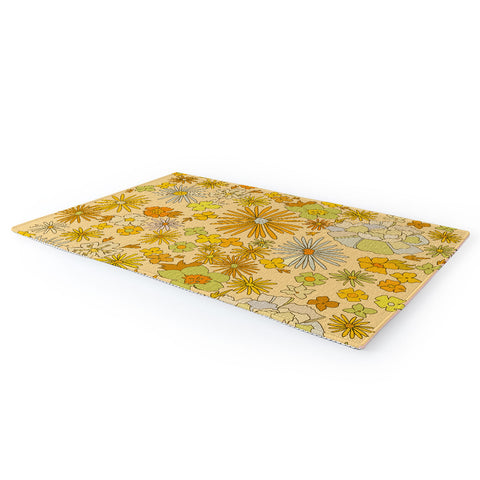 surfy birdy flower power wildflowers brown Area Rug