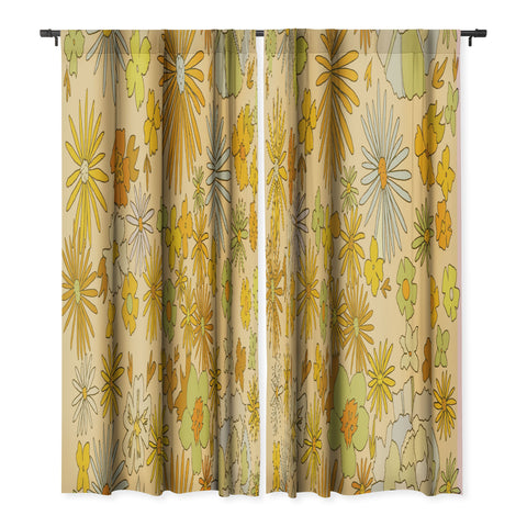 surfy birdy flower power wildflowers brown Blackout Non Repeat