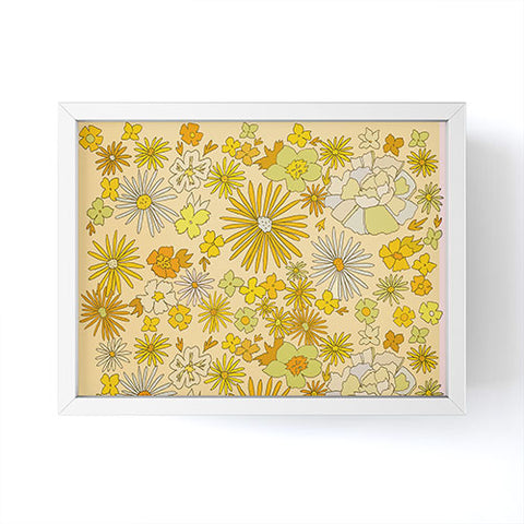 surfy birdy flower power wildflowers brown Framed Mini Art Print