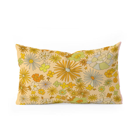 surfy birdy flower power wildflowers brown Oblong Throw Pillow