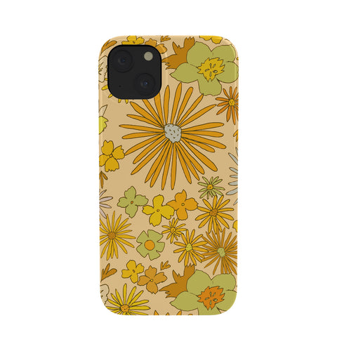 surfy birdy flower power wildflowers brown Phone Case